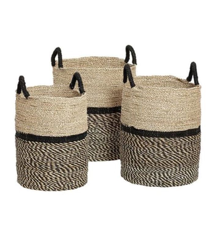 T&Shop Hubsch Trio海草储物篮，带把手