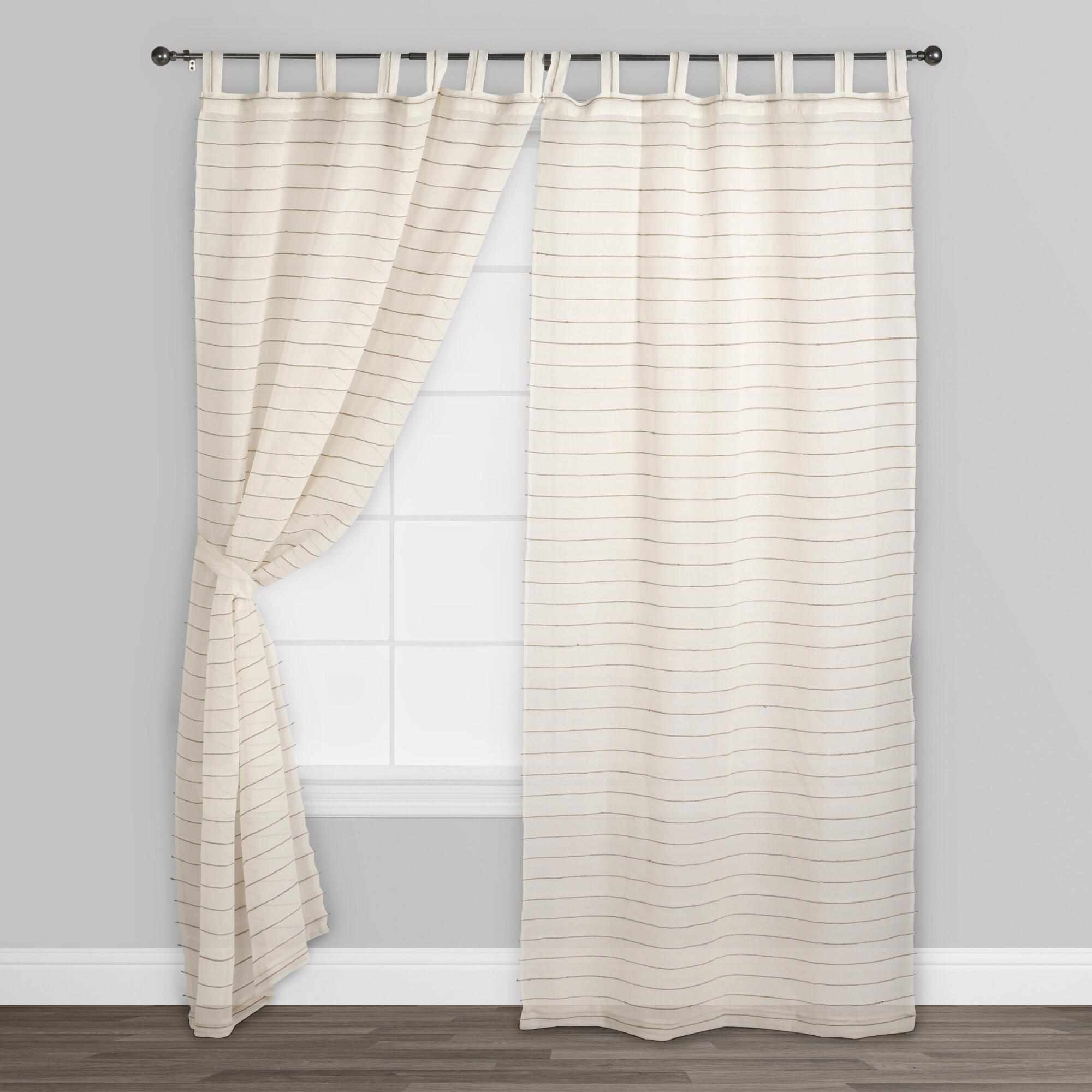 世界市场象牙黄麻条纹萨哈哈标签顶部窗帘