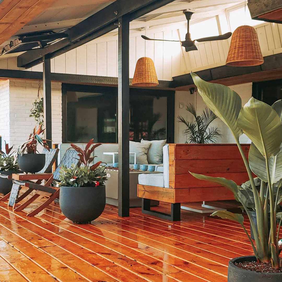 室外饮食空间与大植物。