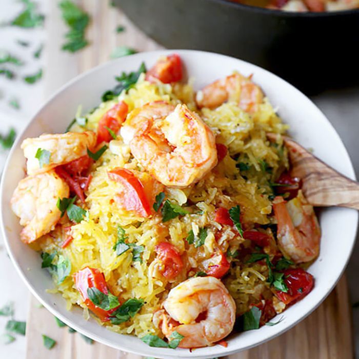 虾，虾，蒜，意大利面，南瓜