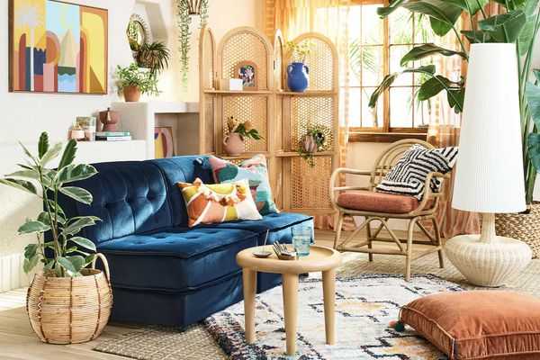 带藤家具的波西米亚风格客厅