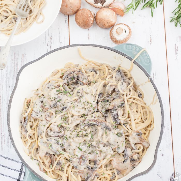 素食一锅奶油蘑菇意大利面
