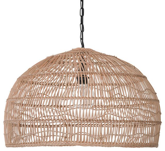 打开编织藤肋骨圆顶吊灯