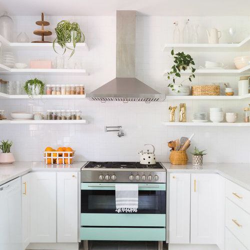全白色的厨房与植物