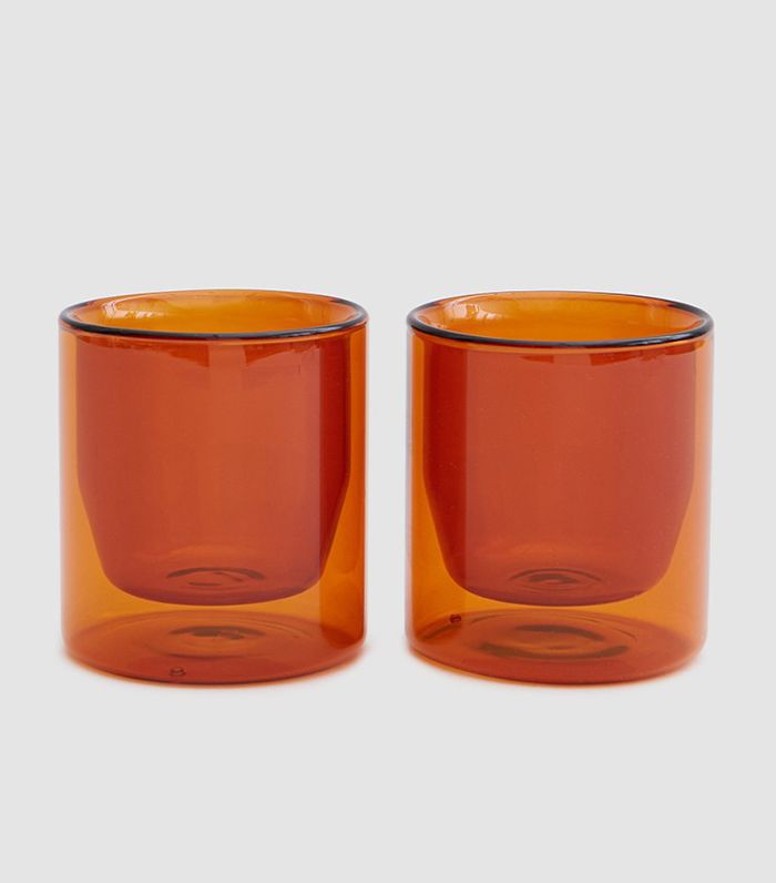 双壁6盎司玻璃集2琥珀