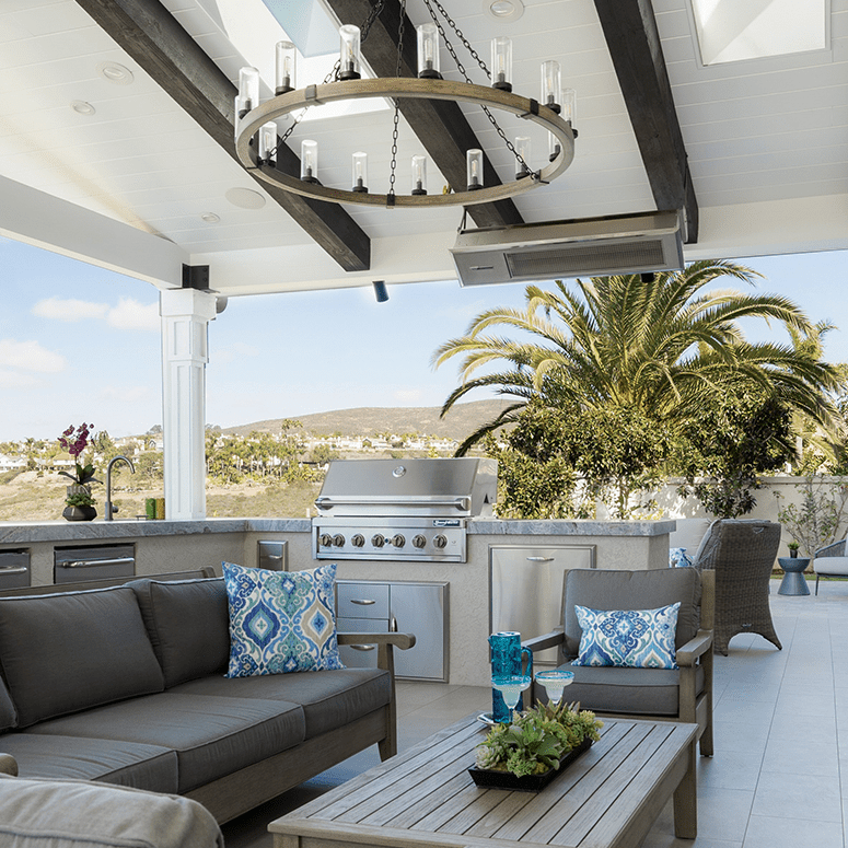 带内置烤架的露台