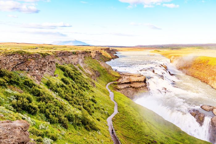 冰岛景观河流和瀑布