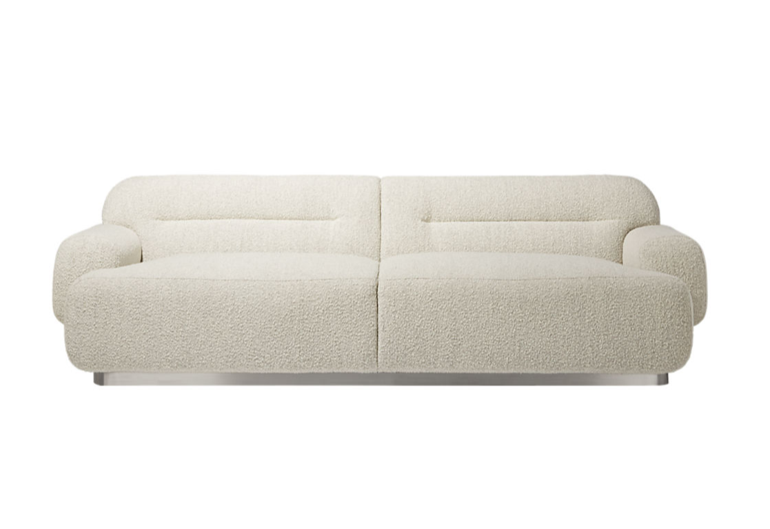 CB2洛根灰色仿羔皮呢沙发