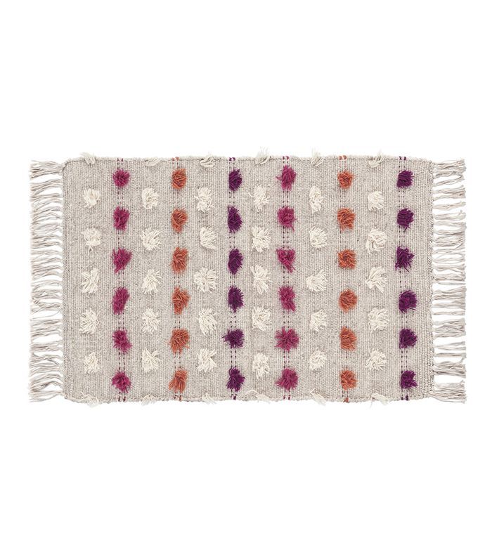 塔吉特棕黄色条纹与oms编织流苏重音地毯