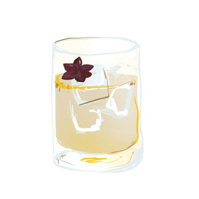 人行道鸡尾酒的图示，配上茴香。