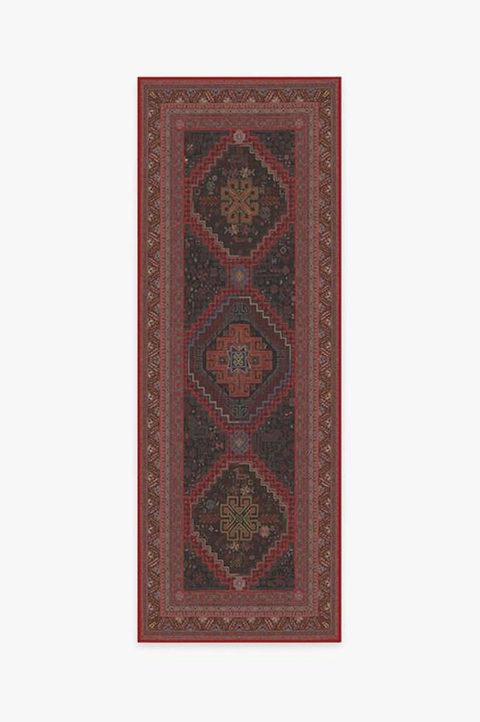 一个深红色印刷厨房地毯