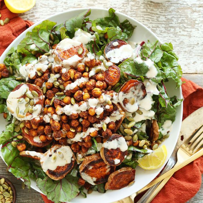 烤地瓜鹰嘴豆沙拉