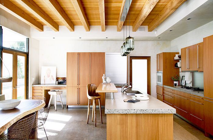 木材和混凝土厨房岛设计