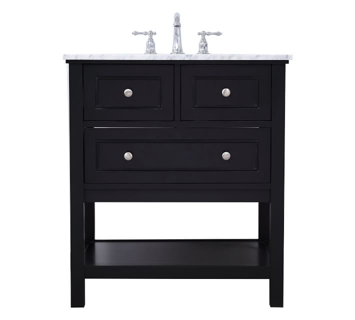 塔林单水槽梳妆台，1抽屉，黑色，30