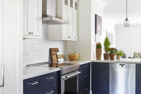 Navy and white kitchen