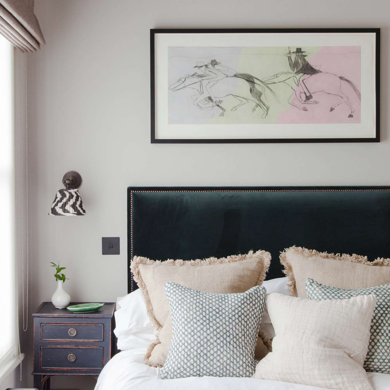 最好的卧室的想法 - 天鹅绒床头板