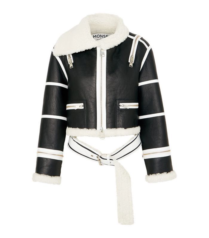 Monse裁剪的羊毛衬里的皮夹克