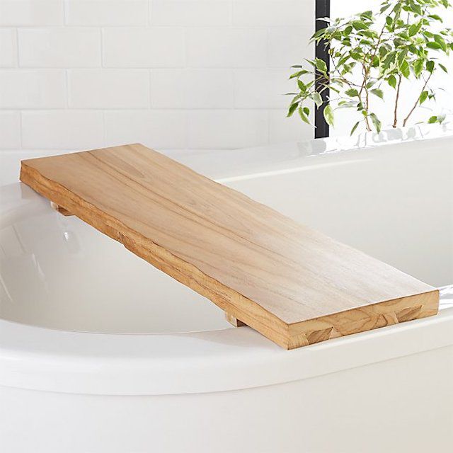 CB2 Live Edge Wood Bath Caddy