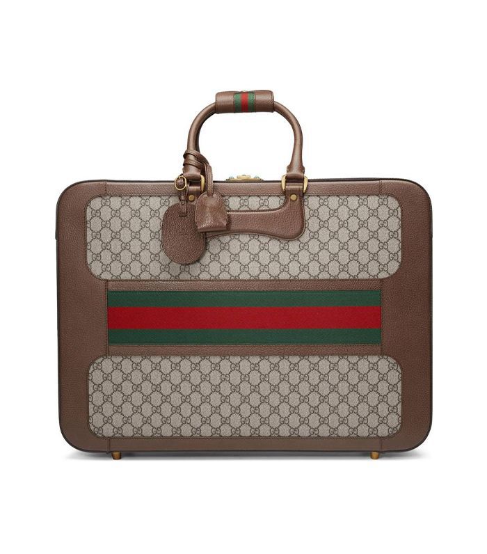 古驰大回声Gg最高帆布和皮革手提箱-米色