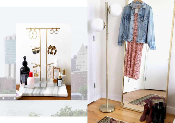 地板镜子和珠宝展示的细节