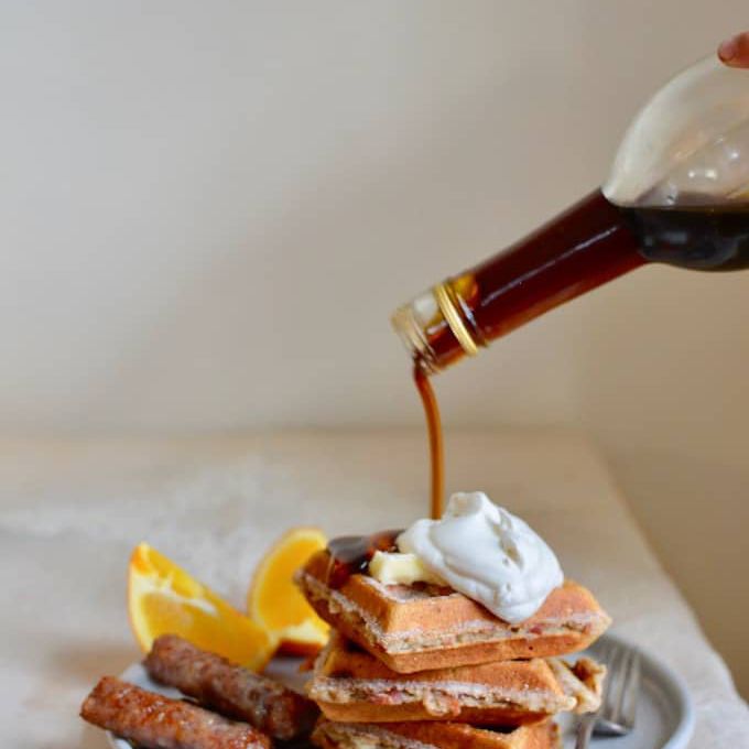 Churro bacon waffles