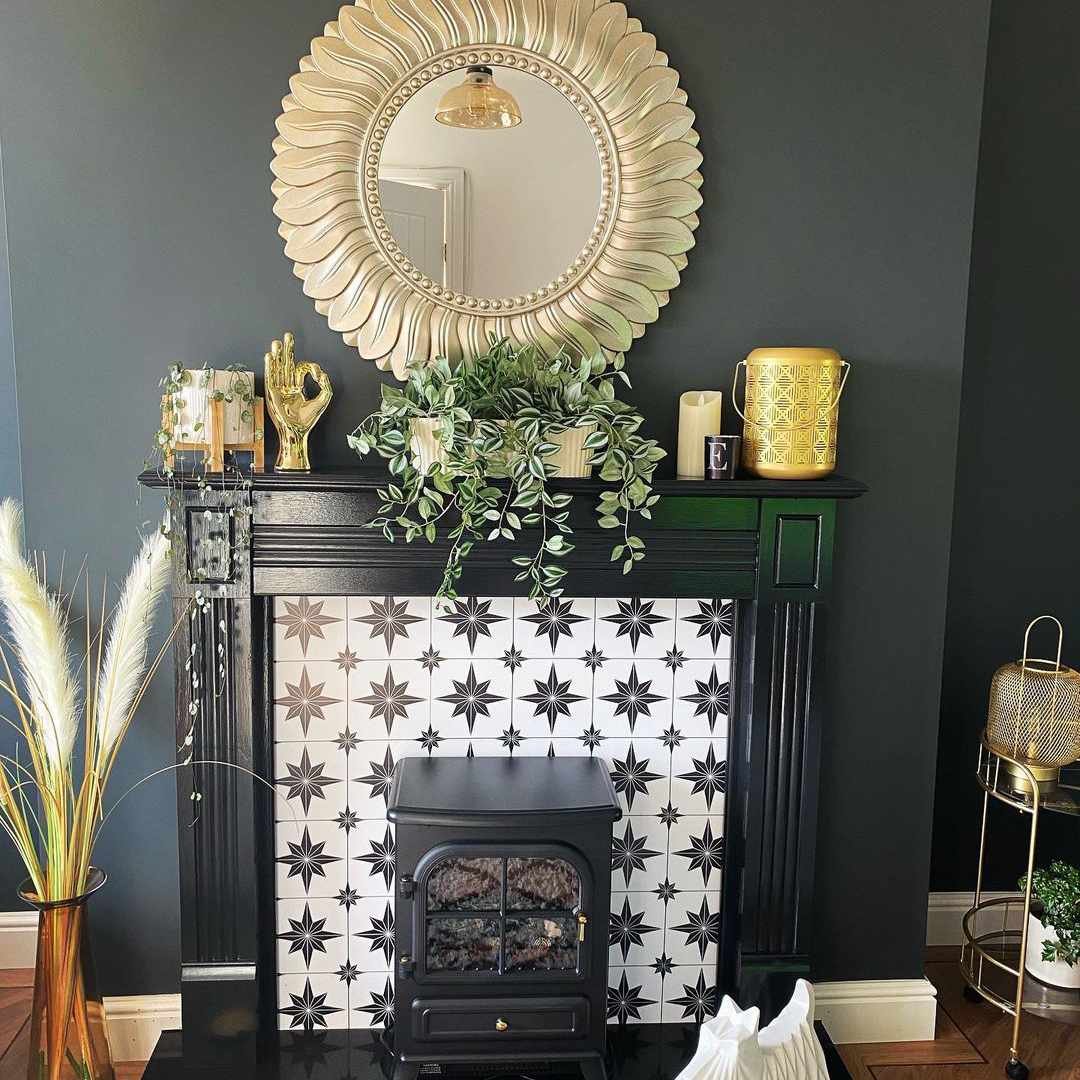 星形瓷砖壁炉