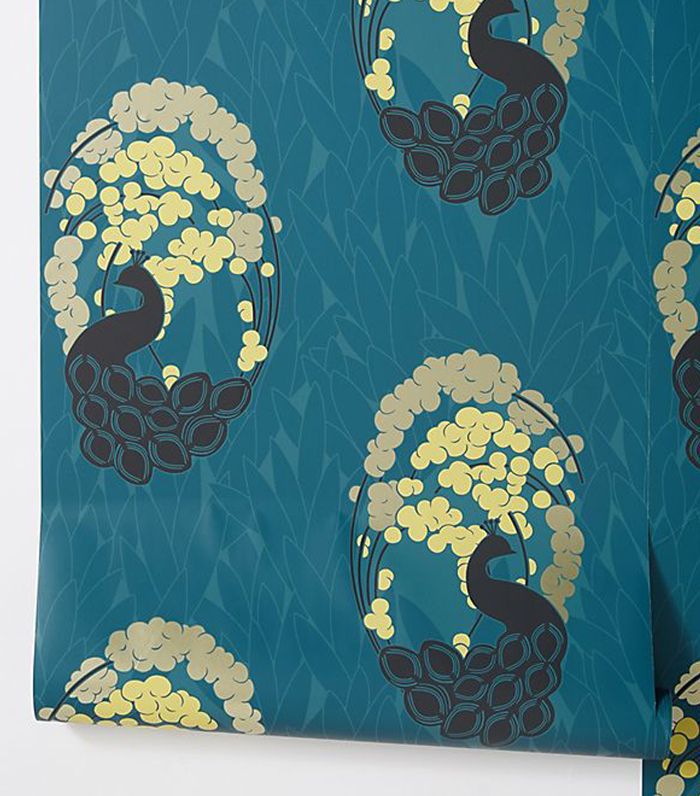 Anthropologie Deco孔雀壁纸