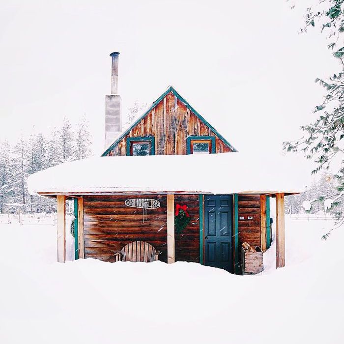 冬季小屋温思罗普，华盛顿