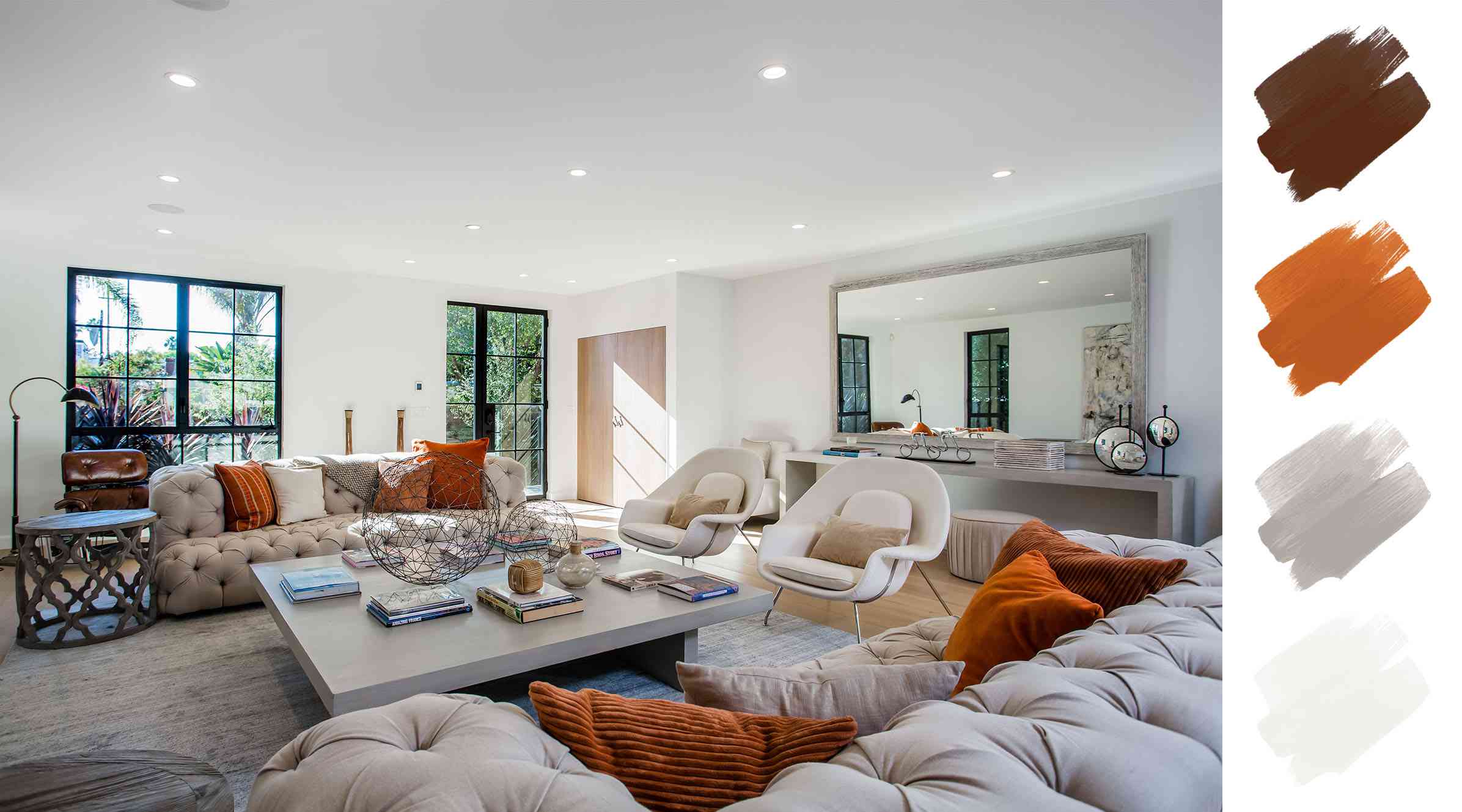 客厅颜色方案 - 橙色和白色