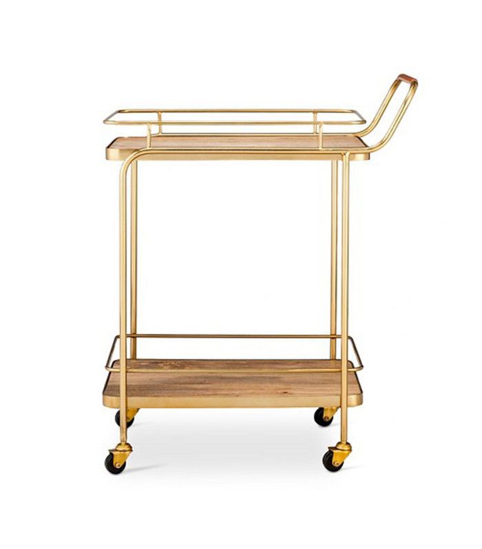 门槛金属，木材和皮革酒吧车