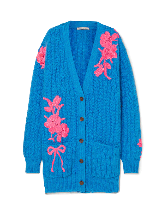 超大绣花羊毛混纺外套