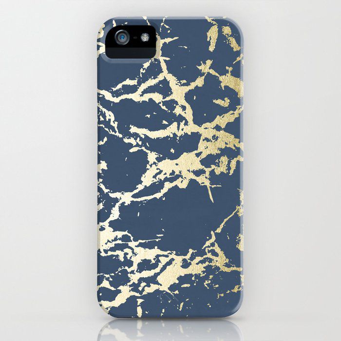 金色和蓝色手机外壳