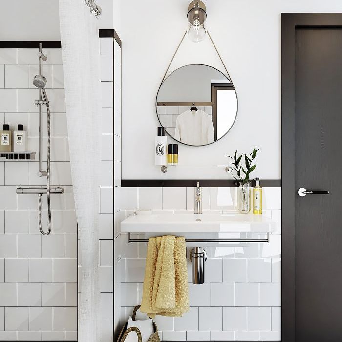 Square地铁瓷砖在浴室