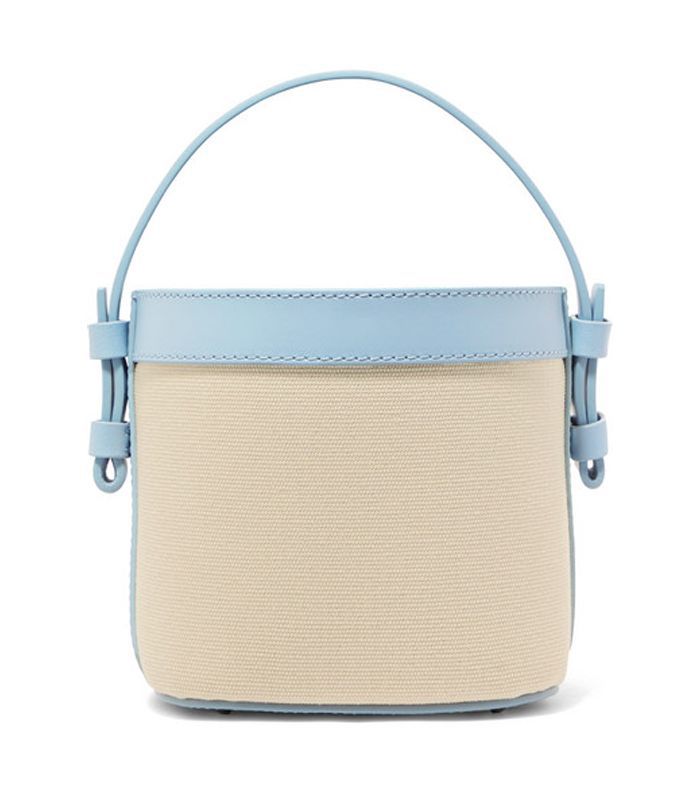 Adenia的迷你真皮包裹的棉帆布水桶包