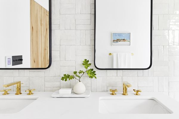 浴室水槽上方的两个镜子