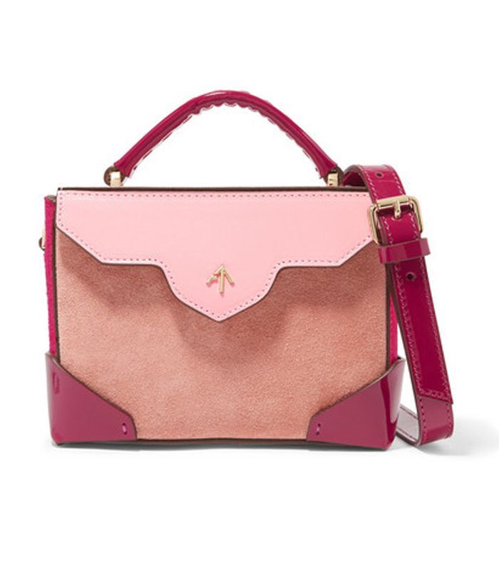 Manu Atelier大胆色块绒面革和皮革肩包