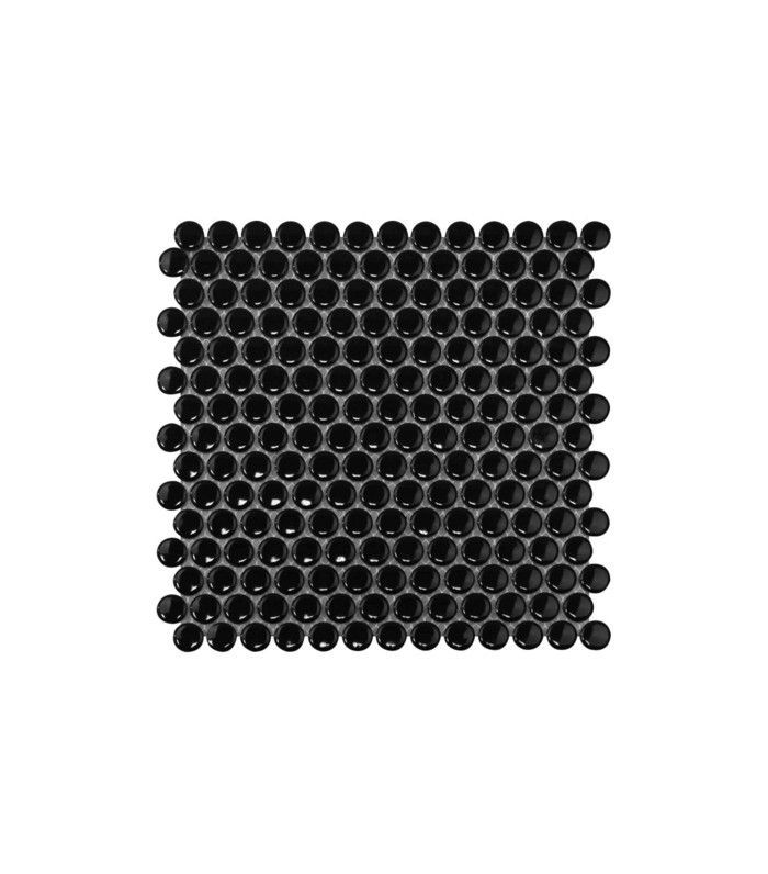 布里奇沃特黑色光泽便士圆形釉面瓷马赛克瓷砖
