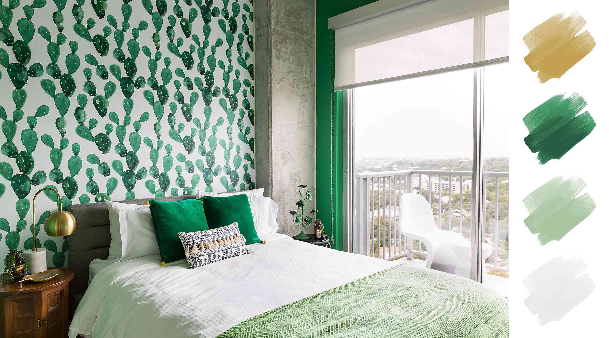 卧室配色方案-祖母绿+薄荷+白色