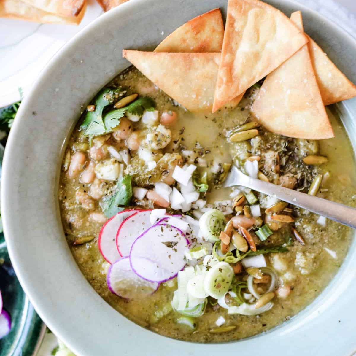 素食绿色智利pozole