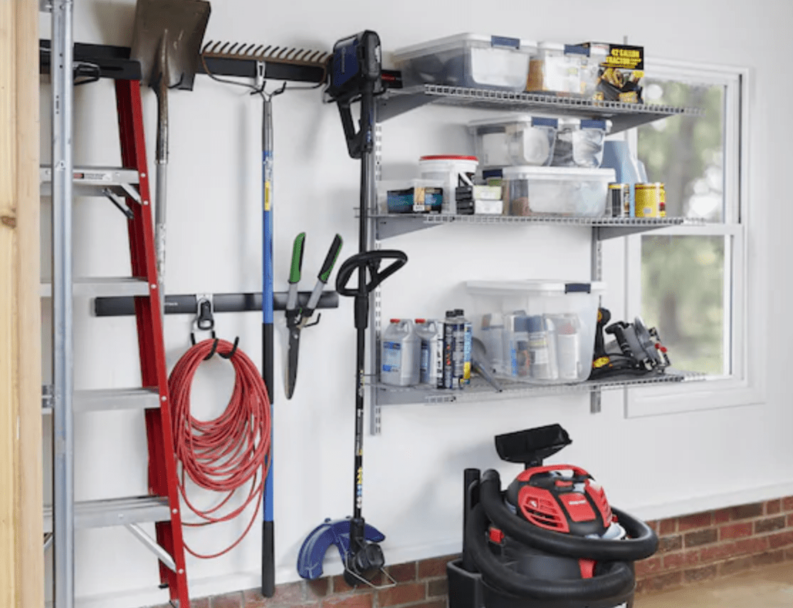 快速轨道车库6件缎镍钢多用途存储轨道系统