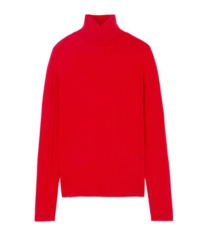 罗纹美利奴羊毛高领毛衣