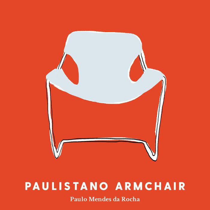 保罗·门德斯·达·罗查在红色背景上画的保利斯塔诺扶手椅。