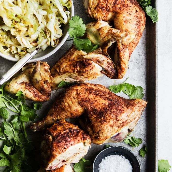 煎锅，烤鸡白菜