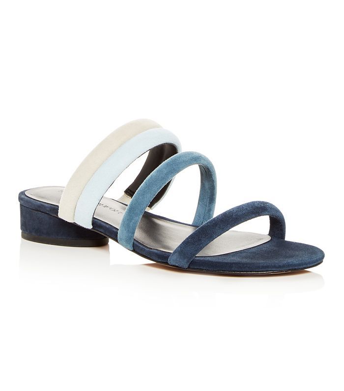 的Rebecca Minkoff卡德色麂皮座滑凉鞋