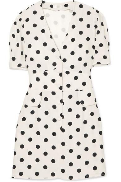 劳拉圆点绉迷你连衣裙
