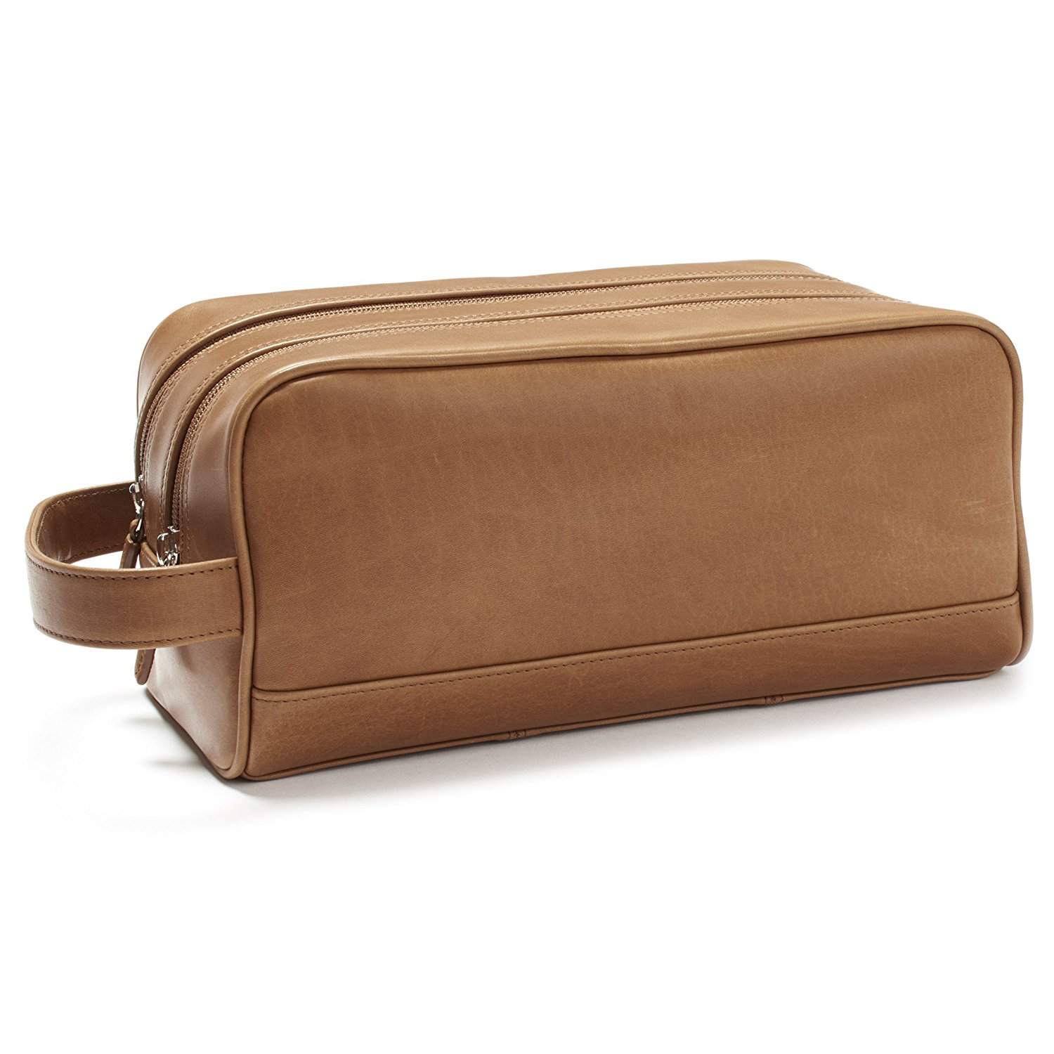 皮革双拉链洗漱包