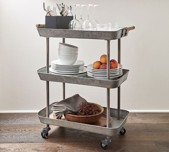 金属三架酒吧推车