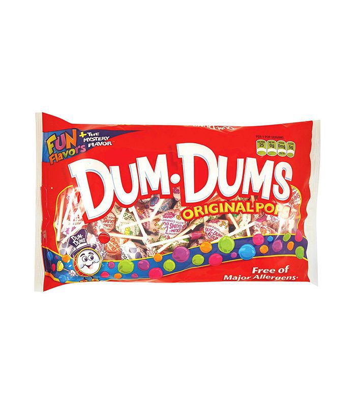 达姆，Dums的一个红色的包棒棒糖。