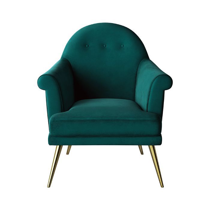目标八哥簇绒扶手椅黄铜腿绿绒