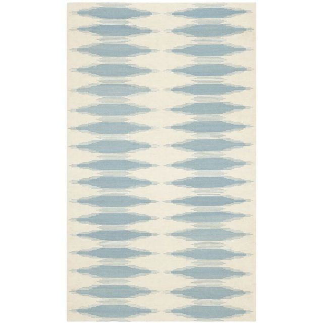 菲茨帕特里克手工编织平纹羊毛蓝色区域地毯